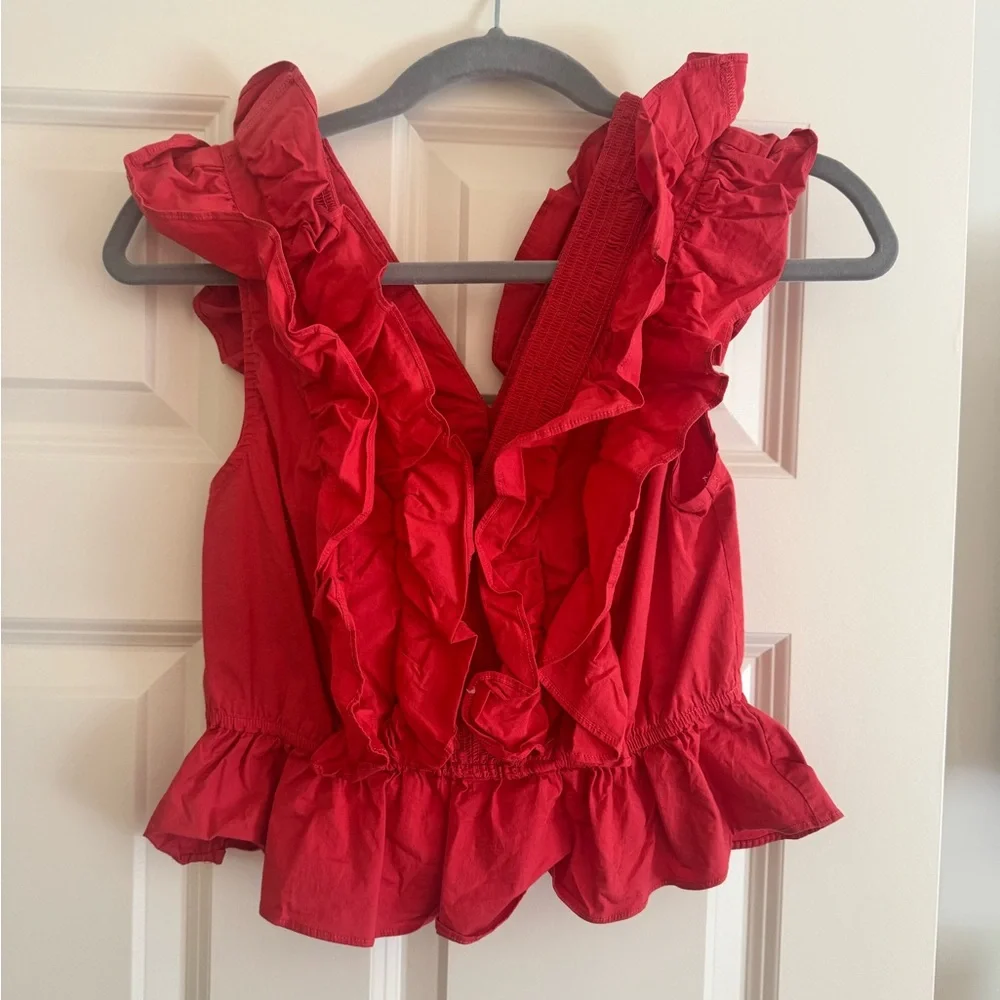 Red Ruffle Top - Picture 1 of 4